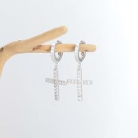 1 Pair Sweet Cross Plating Inlay Sterling Silver Zircon Gold Plated Earrings main image 10