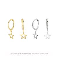 1 Pair Simple Style Classic Style Star Plating Sterling Silver Gold Plated Drop Earrings main image 1