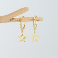 1 Pair Simple Style Classic Style Star Plating Sterling Silver Gold Plated Drop Earrings main image 3