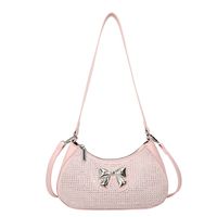 Women's Medium Pu Leather Solid Color Bow Knot Elegant Classic Style Rhinestone Pillow Shape Zipper Underarm Bag sku image 2