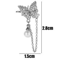 1 Piece Casual French Style Korean Style Gecko Moon Butterfly Chain Inlay Copper Pearl Zircon Drop Earrings Ear Studs sku image 3