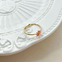 Edelstahl 304 14 Karat Vergoldet Einfacher Stil Überzug Blume Offener Ring sku image 4