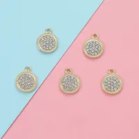 5 Pieces Titanium Alloy Zircon Round Polished Pendant sku image 1