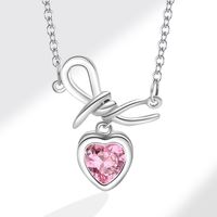 Sterling Silver Silver Plated IG Style Simple Style Inlay Heart Shape Knot Zircon Pendant Necklace sku image 1