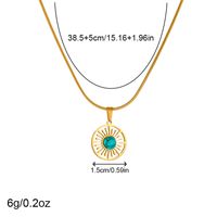 Titanium Steel 18K Gold Plated Vintage Style Simple Style Hollow Out Inlay Sun Turquoise Pendant Necklace main image 2