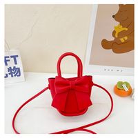 Girl's Pu Leather Solid Color Bow Knot Cute Square Magnetic Buckle Handbag main image 3