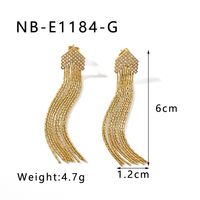 1 Pair IG Style Simple Style Shiny Tassel Lines Inlay 304 Stainless Steel Rhinestones 18K Gold Plated Drop Earrings sku image 1