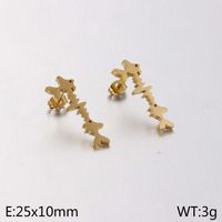 Titanium Steel 18K Gold Plated Retro Simple Style Butterfly Bracelets Earrings Necklace sku image 13