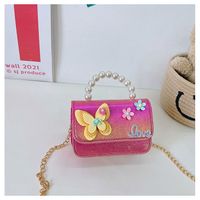Girl's Special Material Letter Butterfly Cute Pearls Square Flip Cover Handbag main image 5