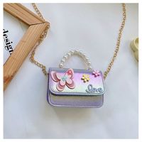 Girl's Special Material Letter Butterfly Cute Pearls Square Flip Cover Handbag main image 2