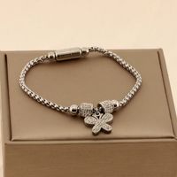 Elegant Simple Style Streetwear Butterfly Titanium Steel 18K Gold Plated Zircon Bracelets In Bulk main image 7