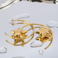 1 Pair IG Style Classic Style Shiny C Shape Pentagram Three-dimensional 304 Stainless Steel 18K Gold Plated Ear Studs main image 3