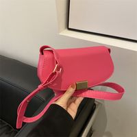 Women's Medium Pu Leather Solid Color Classic Style Square Flip Cover Saddle Bag main image 5