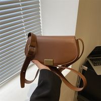 Women's Medium Pu Leather Solid Color Classic Style Square Flip Cover Saddle Bag main image 6