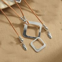 Vintage Style Simple Style Geometric Square CCB Alloy Rope Plating Women's Pendant Necklace sku image 4