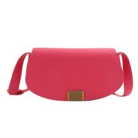 Women's Medium Pu Leather Solid Color Classic Style Square Flip Cover Saddle Bag sku image 3
