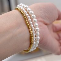 Wholesale Jewelry Simple Style Classic Style Round 304 Stainless Steel Imitation Pearl Titanium Steel Beaded Bracelets main image 5