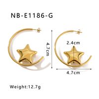 1 Pair IG Style Classic Style Shiny C Shape Pentagram Three-dimensional 304 Stainless Steel 18K Gold Plated Ear Studs sku image 1