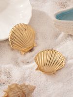 1 Pair Casual Elegant Simple Style Shell Plating Iron Ear Studs main image 5