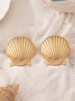 1 Pair Casual Elegant Simple Style Shell Plating Iron Ear Studs main image 6