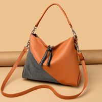 Women's Large Pu Leather Color Block Basic Classic Style Square Zipper Shoulder Bag main image 4