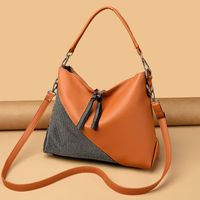 Women's Large Pu Leather Color Block Basic Classic Style Square Zipper Shoulder Bag main image 5