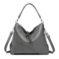 Women's Large Pu Leather Color Block Basic Classic Style Square Zipper Shoulder Bag sku image 1