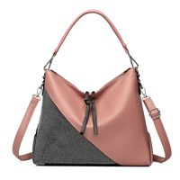 Women's Large Pu Leather Color Block Basic Classic Style Square Zipper Shoulder Bag sku image 2