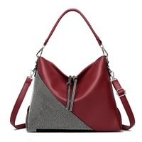 Women's Large Pu Leather Color Block Basic Classic Style Square Zipper Shoulder Bag sku image 3