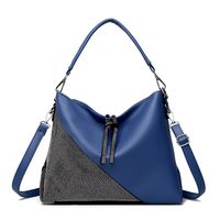 Women's Large Pu Leather Color Block Basic Classic Style Square Zipper Shoulder Bag sku image 4
