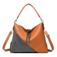 Women's Large Pu Leather Color Block Basic Classic Style Square Zipper Shoulder Bag sku image 5