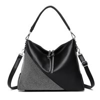 Women's Large Pu Leather Color Block Basic Classic Style Square Zipper Shoulder Bag sku image 6