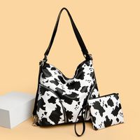 Women's Large Pu Leather Cows Zebra Streetwear Square Zipper Tote Bag main image 2