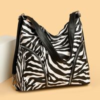 Women's Large Pu Leather Cows Zebra Streetwear Square Zipper Tote Bag main image 1