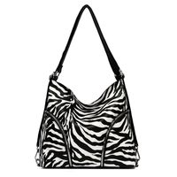 Women's Large Pu Leather Cows Zebra Streetwear Square Zipper Tote Bag sku image 2