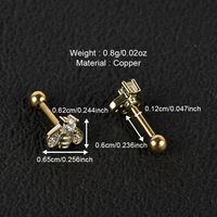 1 Pair Simple Style Shiny Scissors Bee Dragonfly Polishing Inlay Copper Zircon 18K Gold Plated Ear Studs main image 3