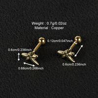 1 Pair Simple Style Shiny Scissors Bee Dragonfly Polishing Inlay Copper Zircon 18K Gold Plated Ear Studs main image 4