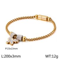 Elegant Simple Style Streetwear Butterfly Titanium Steel 18K Gold Plated Zircon Bracelets In Bulk sku image 9