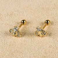 1 Pair Simple Style Shiny Scissors Bee Dragonfly Polishing Inlay Copper Zircon 18K Gold Plated Ear Studs sku image 3