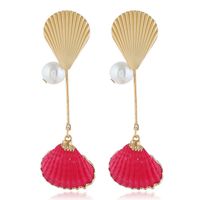 1 Pair Elegant Vacation Simple Style Shell Alloy Gold Plated Drop Earrings main image 1