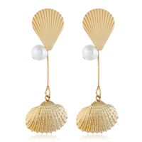 1 Pair Elegant Vacation Simple Style Shell Alloy Gold Plated Drop Earrings main image 4