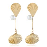 1 Pair Elegant Vacation Simple Style Shell Alloy Gold Plated Drop Earrings sku image 3