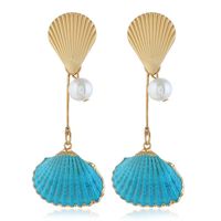 1 Pair Elegant Vacation Simple Style Shell Alloy Gold Plated Drop Earrings main image 3