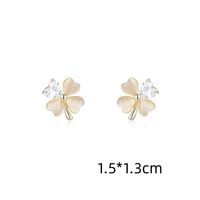 1 Pair Simple Style Four Leaf Clover Inlay Copper Zircon Ear Studs main image 2