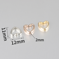 50 PCS/Package 12*11mm Hole 2~2.9mm Plastic Heart Shape Polished Spacer Bars main image 2