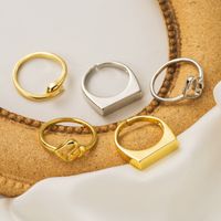 Großhandel IG-Stil Einfacher Stil Herzform Einfarbig Schlange Kupfer 18 Karat Vergoldet Offener Ring main image 8