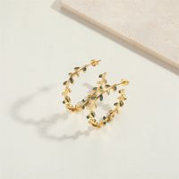 1 Pair Vintage Style Leaves Inlay Copper Zircon 14K Gold Plated Ear Studs sku image 7