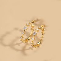 1 Pair Vintage Style Leaves Inlay Copper Zircon 14K Gold Plated Ear Studs sku image 2