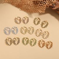 1 Pair Vintage Style Leaves Inlay Copper Zircon 14K Gold Plated Ear Studs main image 3