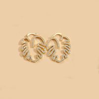 1 Pair Vintage Style Leaves Inlay Copper Zircon 14K Gold Plated Ear Studs sku image 1